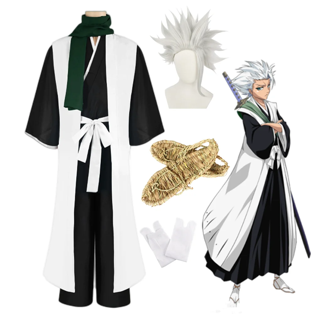 

Anime Bleach Hitsugaya Toushirou Cosplay Costume Thousand-Year Blood War Arc Captain of the 10th Division Black Uniform Scarf Cl