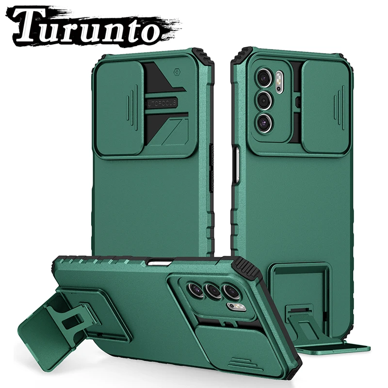 

Slide Camera Armor Phone Case For OPPO A95 A92 A74 A72 Rugged Drop Bracket Cover For OPPO A53 A52 A36 A32 A16 A15 A9 A7 A5 Case
