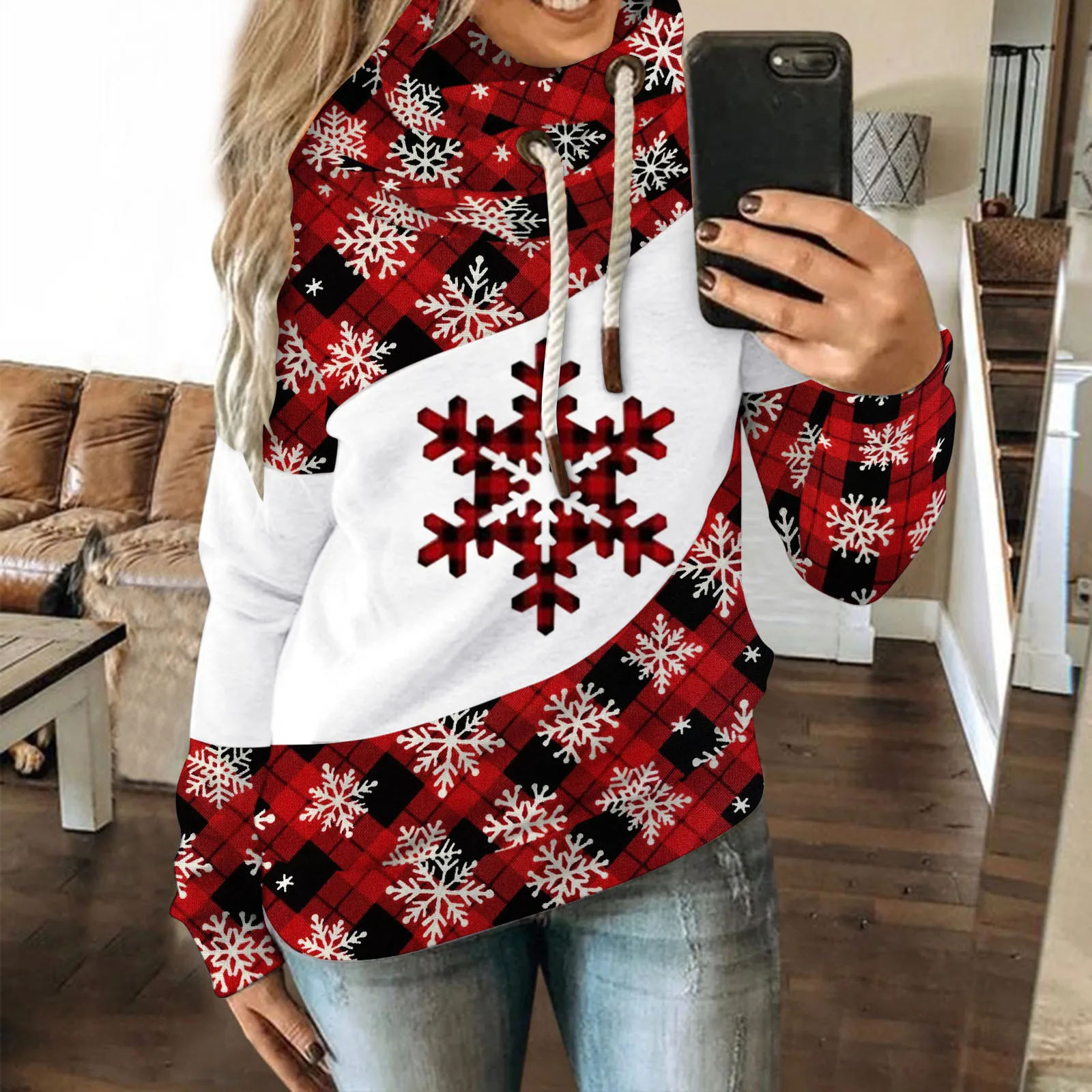 

Strap Printed Hoodie Sleeve Sweatshirt Splice Tops Women Long Contrast Casual Lightweight Hoodie Women Small Hoodies Women