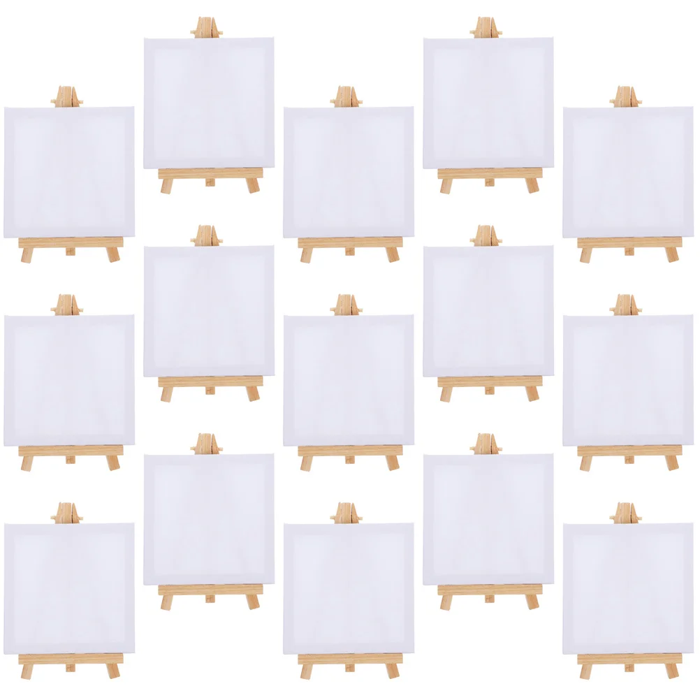

15 Sets Mini Frame Canvas Easel Paint Stands Canvases Picture Large Cloth Watercolor Table Top Painting