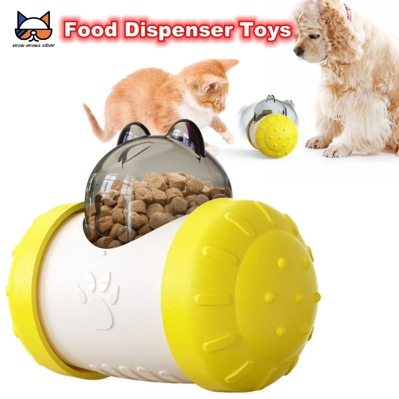 

Dog Slow Feeder Toys Food Treat Dispenser Swing Bear Tumbler Leaker With Pulley Wheels Healthy Diet Interactive Play Games