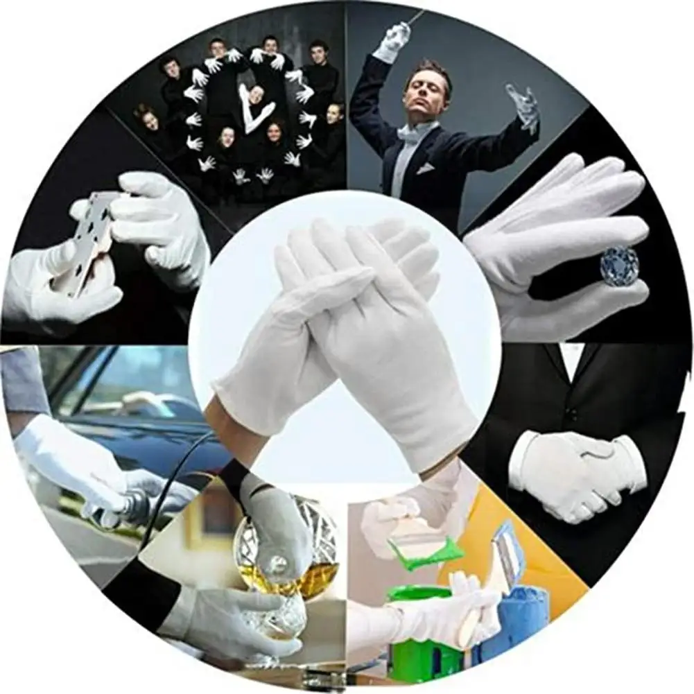 

1 Pairs Cotton Gloves White Cotton Gloves Waiters/Drivers/Jewelry/Workers Gloves Jewelry Etiquette Gloves Clean Jersey A8M3