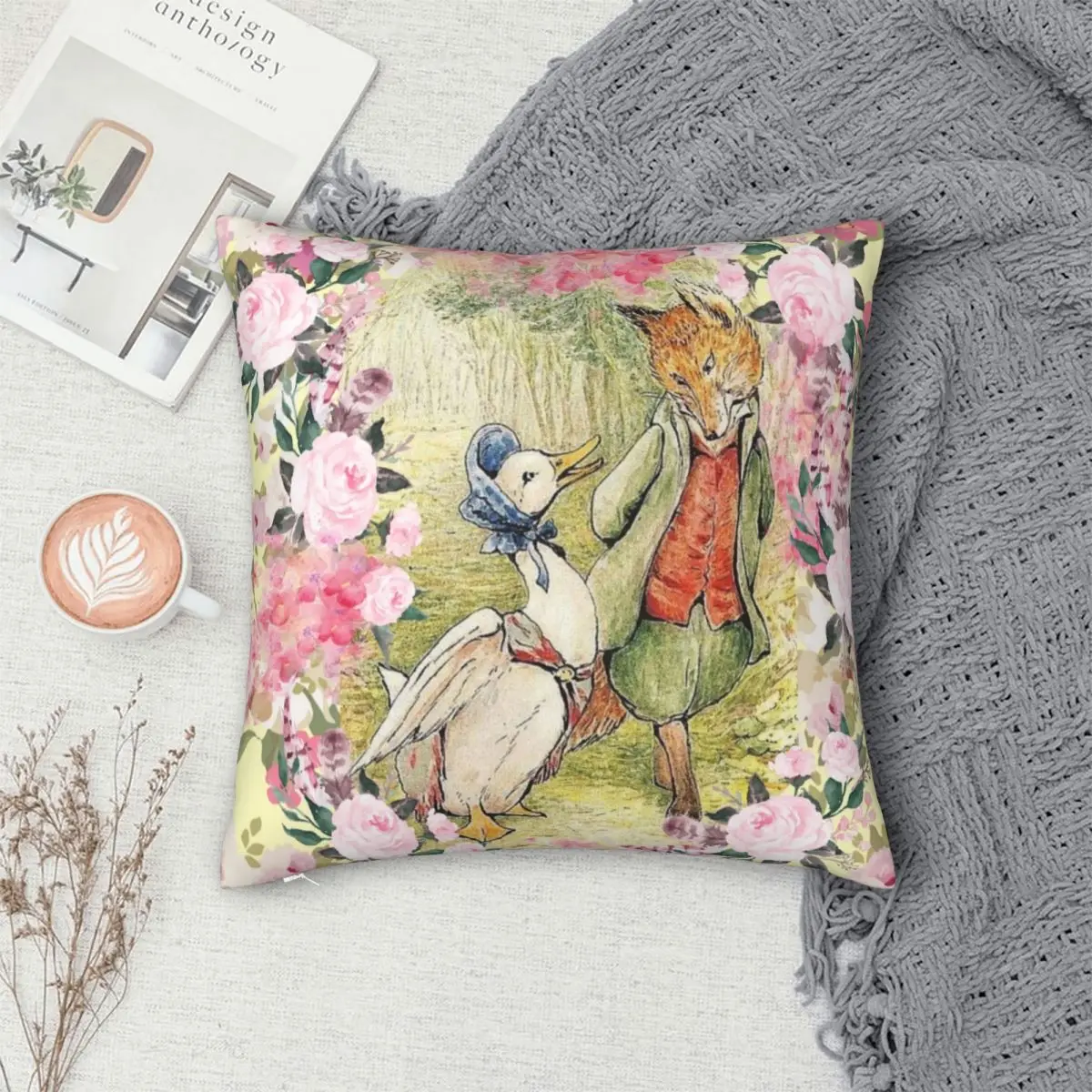 Декоративный чехол для подушки Jemima с изображением улыбки цветов Квадратной