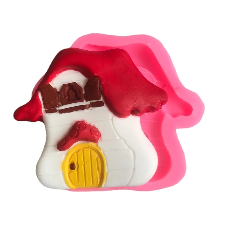

Cartoon Mushroom Silica Gel Mold Mushroom House Chocolate Flip Candy Children Cake Decoration Baking DIY Clay Mold