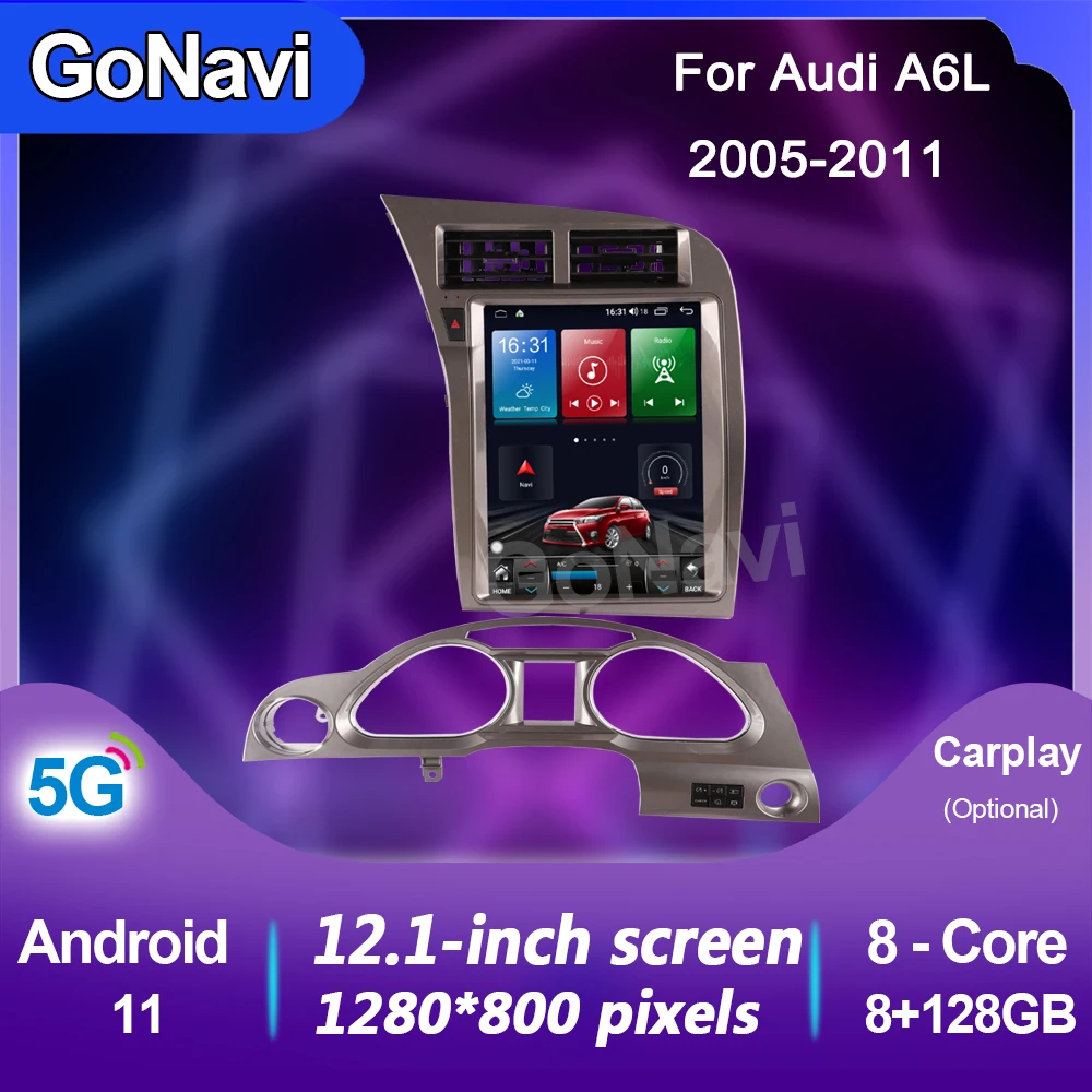 GoNavi For Audi A6 A6L Q7 2005-2011 Android 11 Car Radio DVD Multimedia Video Player Auto Navigation Stereo GPS 4G DSP WIFI