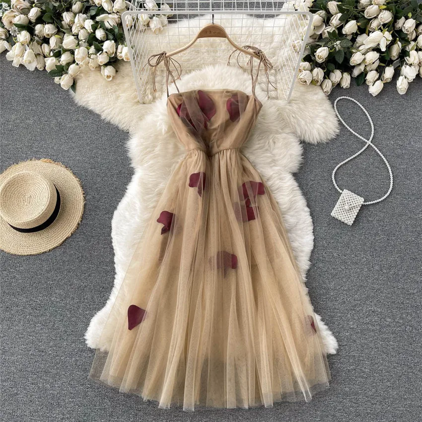 

2022 Big Size Fashion Elegant Women Sling Mesh Dresses Summer Sexy Lady Party Dress Women Clothings Vestidos Bottomings WZ1799