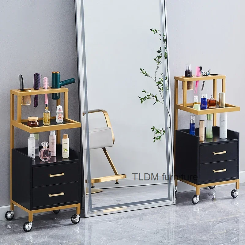 Портативная роликовая тележка для салона эстетический скандинавский Золотой