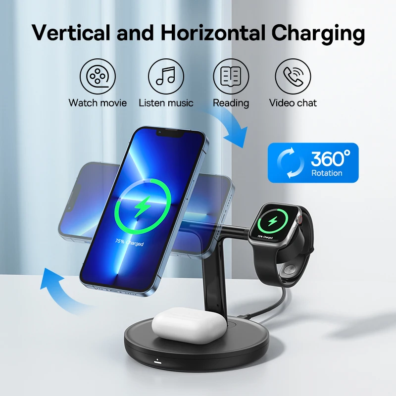 baseus 20w magnetic wireless chargers stand for iphone 12 13 induction charger dock station for airpods pro wireless charger free global shipping