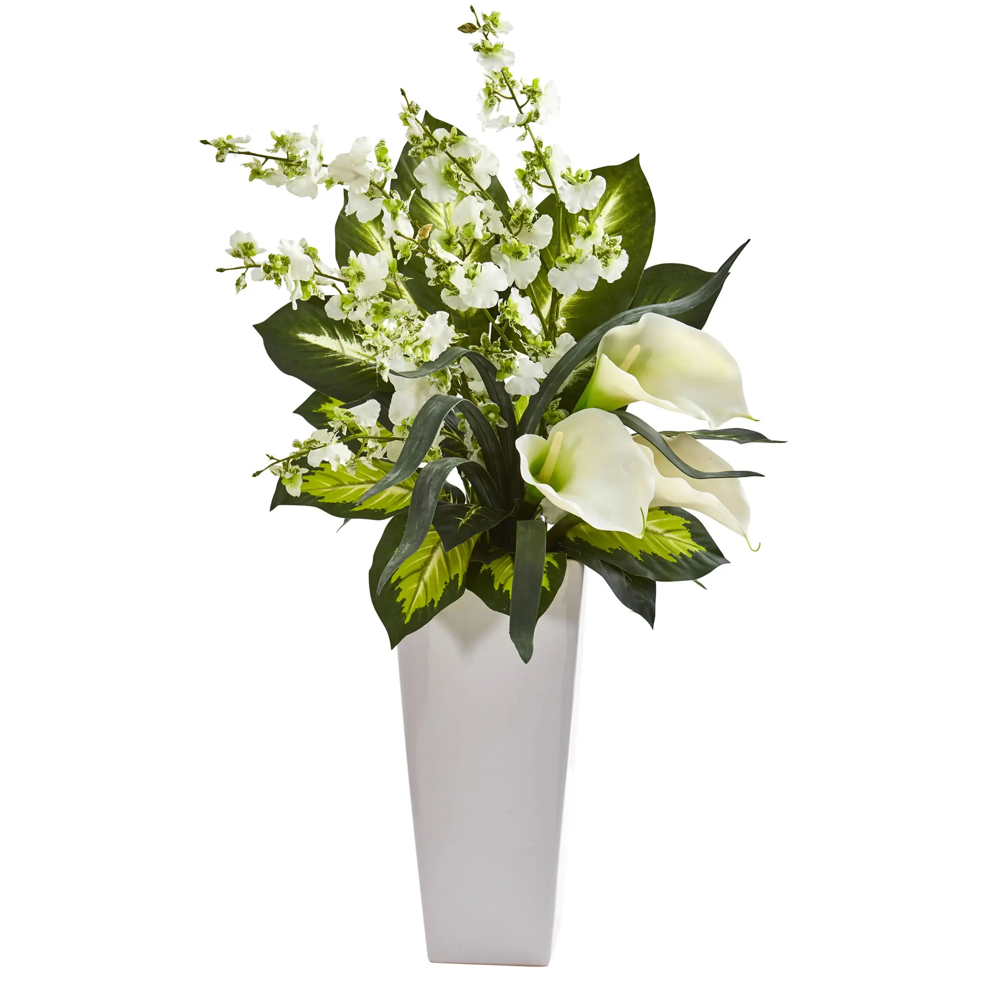 

Free shipping 29-In. Calla Lily & Orchid Artificial Arrangement in White Vase
