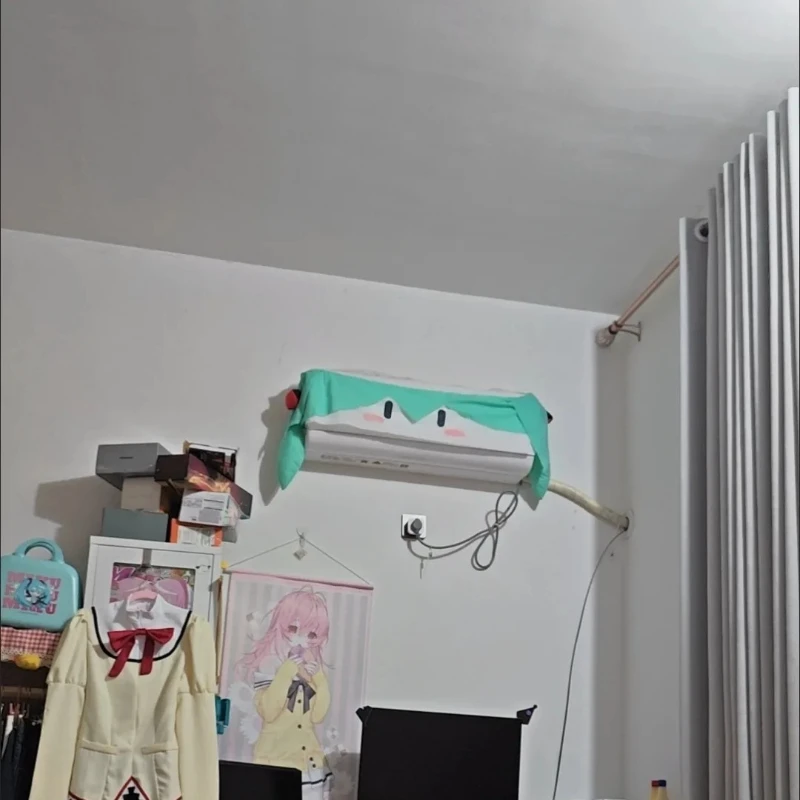 Фото Пылезащитный чехол для кондиционера Miku Kawaii, аниме-декор для кондиционера, милый толстый пылезащитный чехол, аксессуары для комнаты, подарок №4