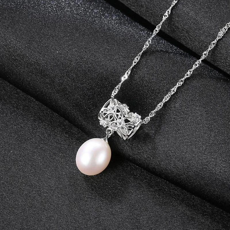 

[MeiBaPJ]Real Freshwater Pearl Simple Personality Pendant Necklace 925 Solid Silver Pendant Fine Jewelry for Women