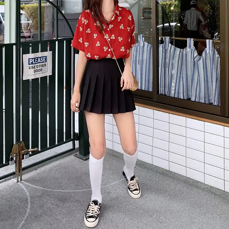 Летняя красная рубашка с коротким рукавом женская уличная одежда модная новинка