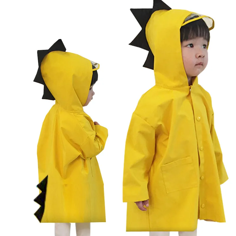 

Cute Dinosaur Polyester Baby Raincoat Outdoor Waterproof Rain Coat Children Impermeable Poncho Boys Girls Rain Jacket Yellow