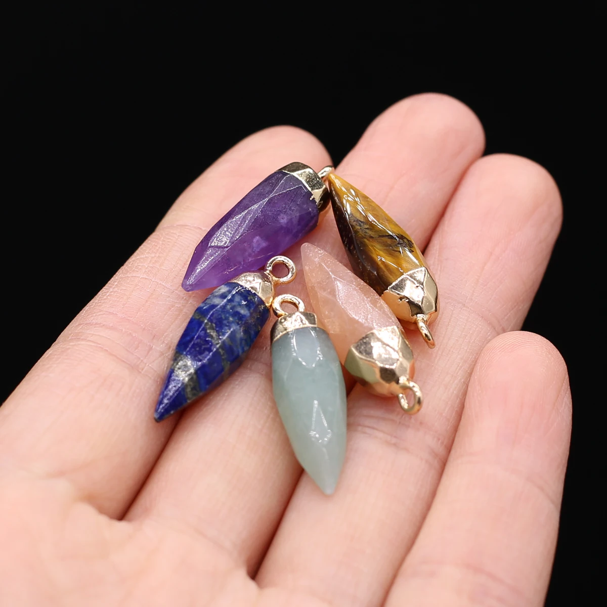 

5PC Amethyst Tiger Eye Natural Stone Pepper Pendant For Jewelry MakingDIY Necklace Earring Accessorie Charm Gift Party