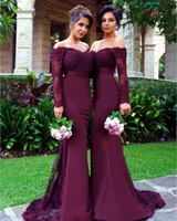 merdelan womens sexy party dress off shoulder solid lace long evening bridesmaid dress vestidos para boda invitadas