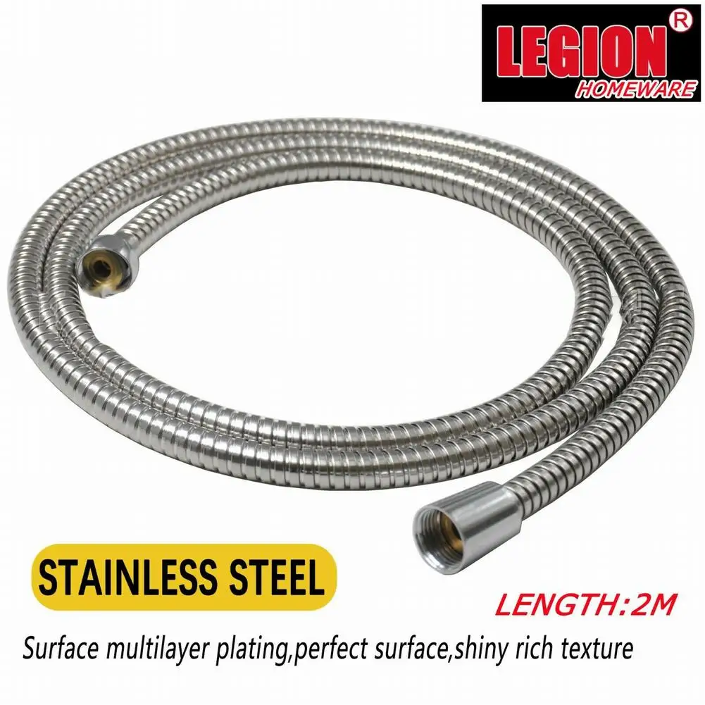 Flexible 2M Stainless Steel Shower Hose Extra Long Explosion-proof Silver Handheld Anti Winding Suitable Cold Hot Water |