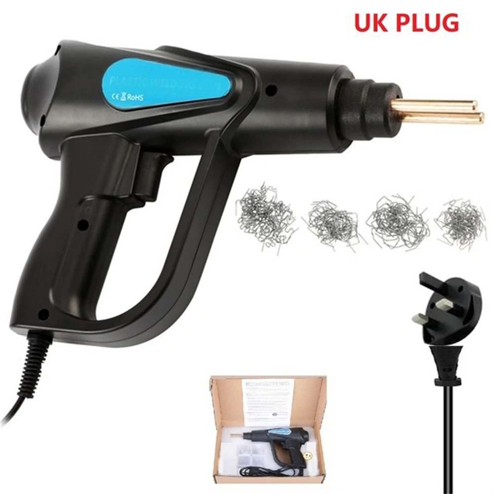 

70W Hot Stapler Plastic Repair Welder Car Bumper Welding Machine Flat Inner Outer Corne Wave Shape Staple UK Plug Weld DIY Tool