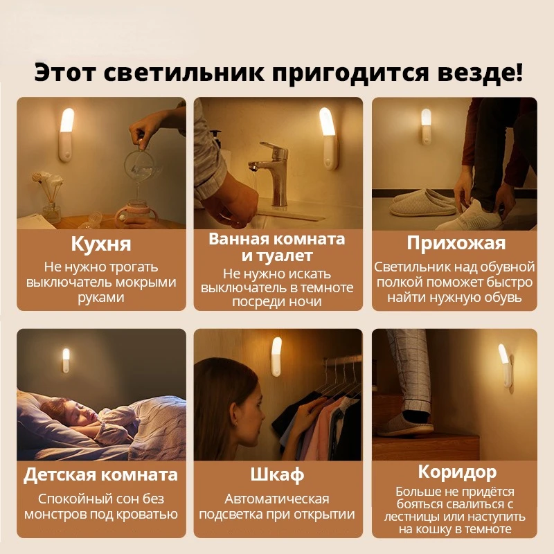 Магнитная индуксветодиодный Светодиодная лампа Baseus с датчиком движения