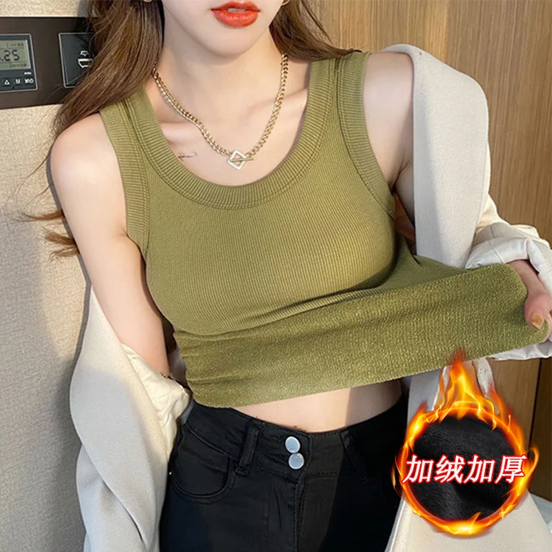 Warm Small Cami Women Outer Wear Winter Terry Integrated Fleece-lined Beau Back Suit Inner wear Base Dralon Top