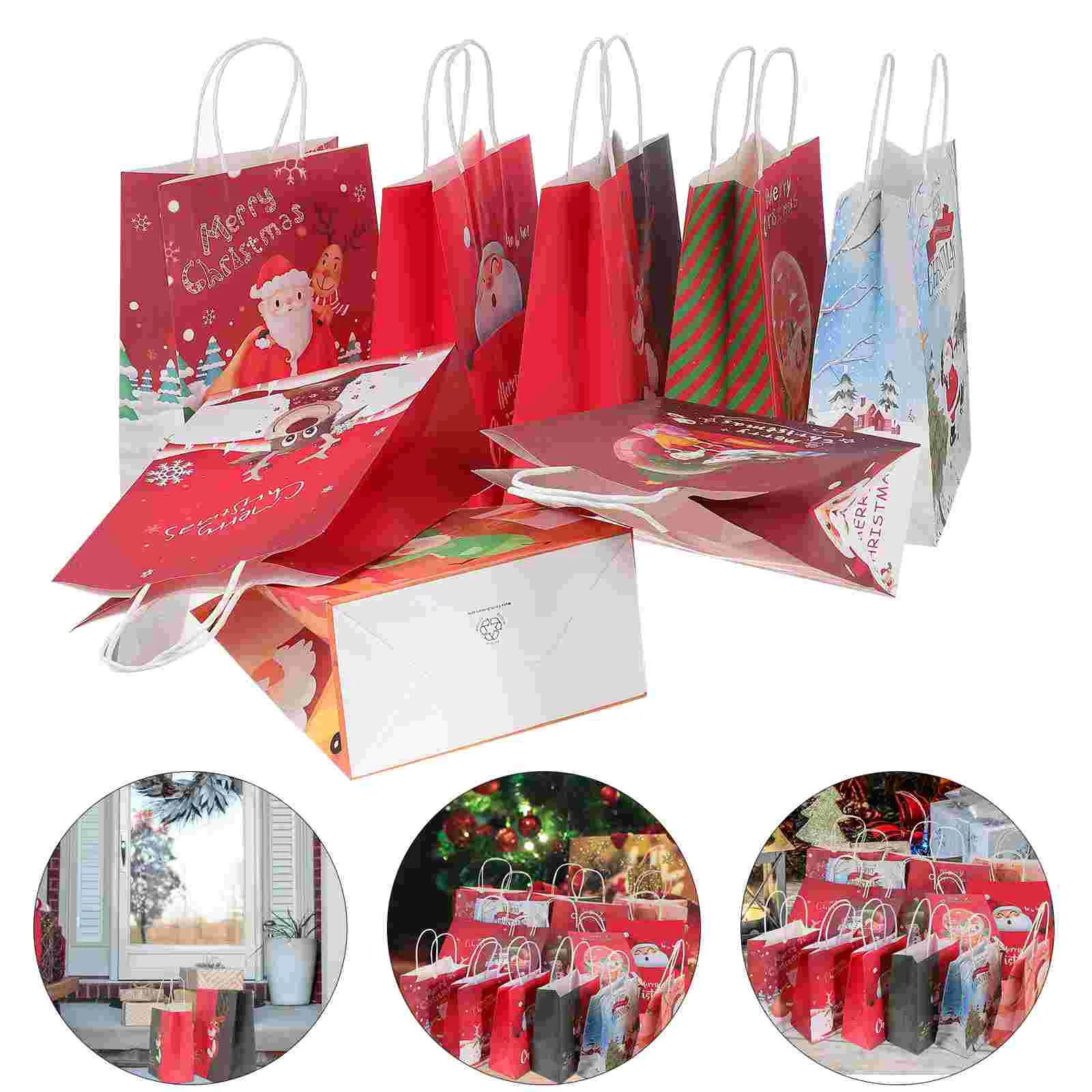 

Bag Paper Gift Christmas Kraft Shopping Treat Pouch Pouches Packaging Holiday Festival Souvenir Snack Chocolate Present Packing