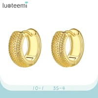 luoteemi small round hoop earring for menwomen shiny clear zirconia simple stylish daily wearable earring unisex fashion gifts
