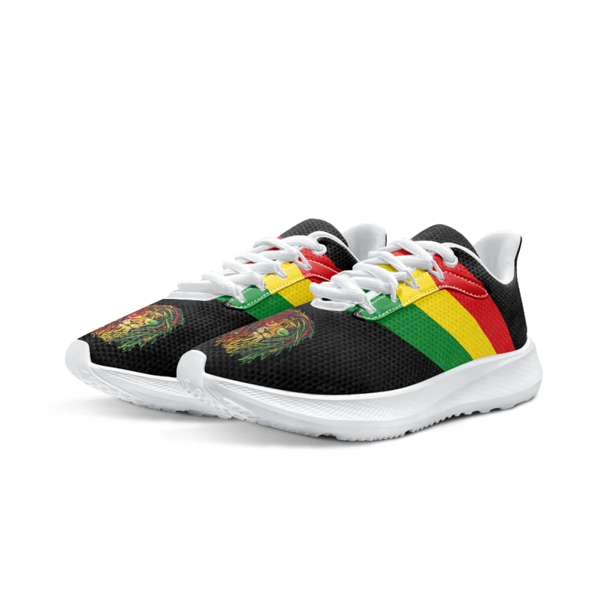 Jamaica Rastafari Flag Pattern Female Flat Shoes Comfortable Sneakers for Women Lace Up Footwear Flex Control Zapatillas Mujer
