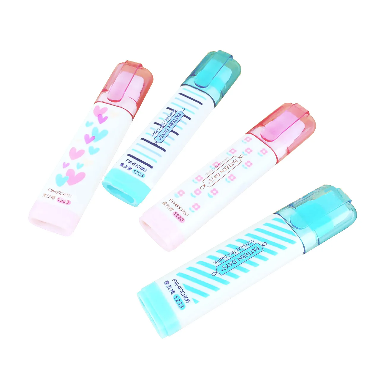 

Rubber Erasers Lovely Stripe Pencil Eraser for Kids Gift Creative Korean Stationery Cute Novelty Item Kawaii Heart Flower 1233