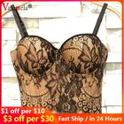 Модный сетчатый кружевной женский топ, майка, Укороченный бюстгальтер пуш-ап, Женский корсет, бюстье, сексуальный бюстгальтер с V-образным вырезом, женский короткий топ