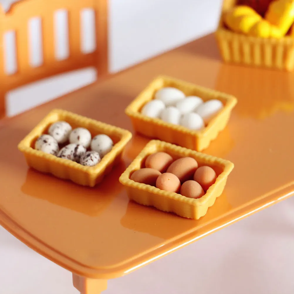 

Carft Simulation Miniature Egg Model With Egg Trays Mini Dollhouse Kitchen Accessories Decor