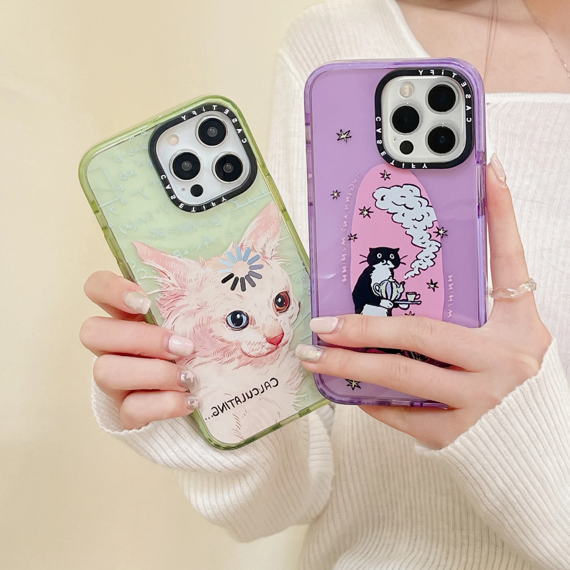 

CASETIFY graffiti cute cat Phone Cases For iPhone 14 13 12 11 Pro Max Back Cover