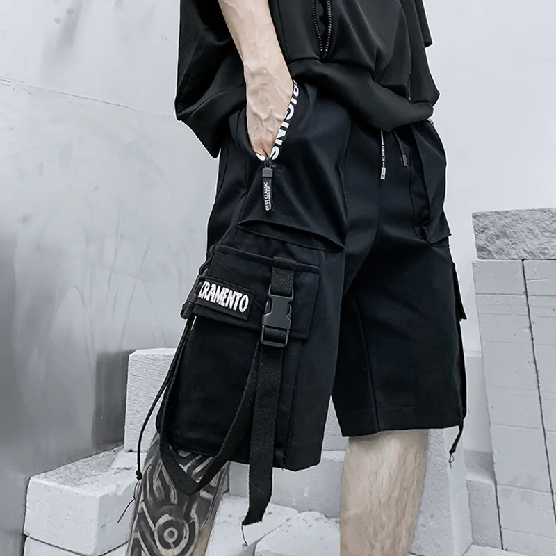 

Шорты-карго мужские в стиле Харадзюку, уличная одежда, повседневные модные штаны, в японском, Корейском стиле, хип-хоп, панк, летняя одежда