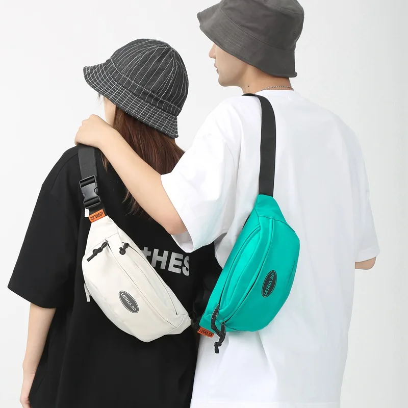 

Women Men Chest Bags Nylon Shoulder Crossbody Bag for Phone 2022 Korean Sport Hip Sack Waist Pouch Fashion Girl Student Belt Bag