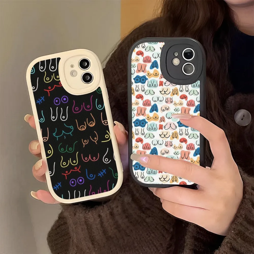 

Boobs Art Print Phone Case Hard Leather For iPhone 14 13 12 Mini 11 14 Pro Max Xs X Xr 7 8 Plus Fundas