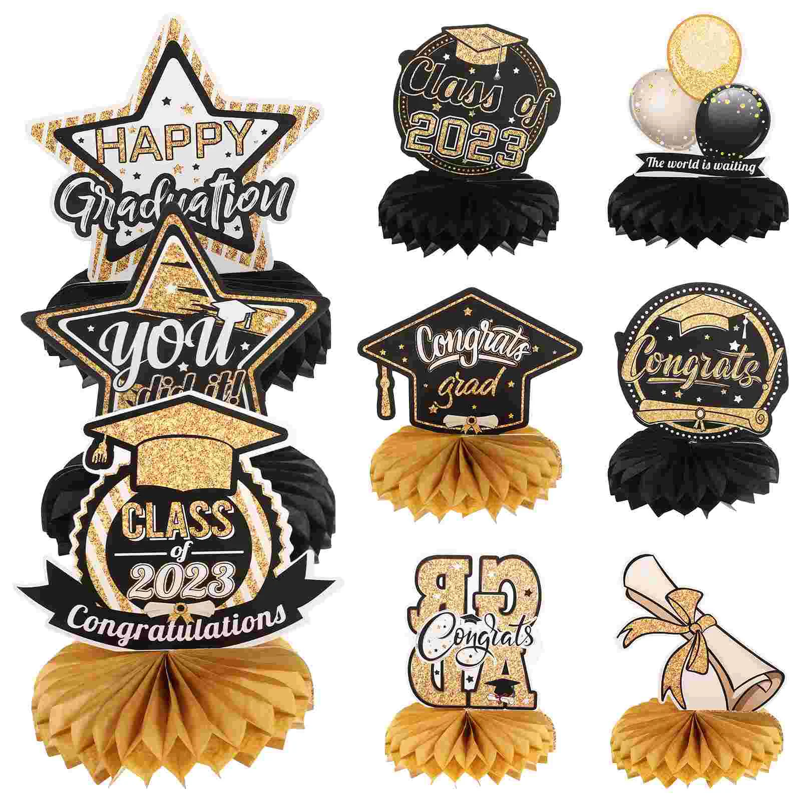 

Graduation Party Honeycomb Grad Decor Table Decorations Centerpieces Class Toppers Supply Favors Paper Ornaments Centerpiece