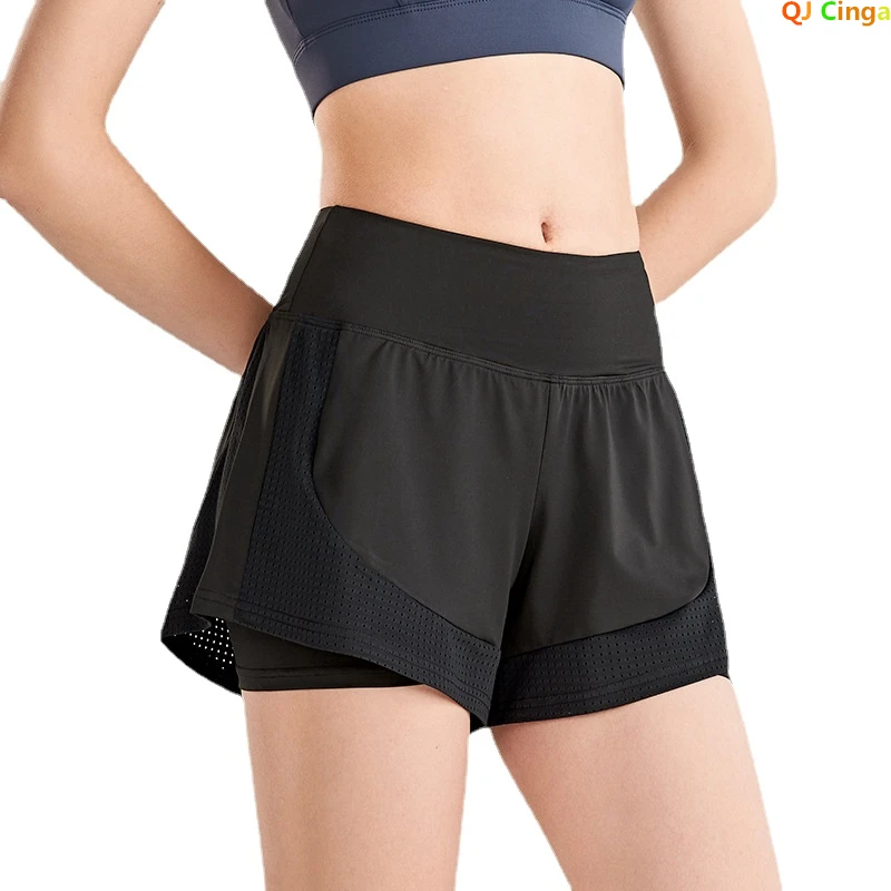 

Summer Vacation Two Sports Shorts Women Loose Running Anti Exposure Fast Dry Training Yoga Gym Hot Pants