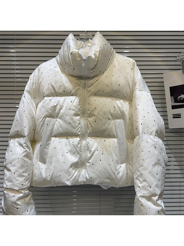 Зимняя женская винтажная стеганая куртка со стоячим воротником Толстая теплая