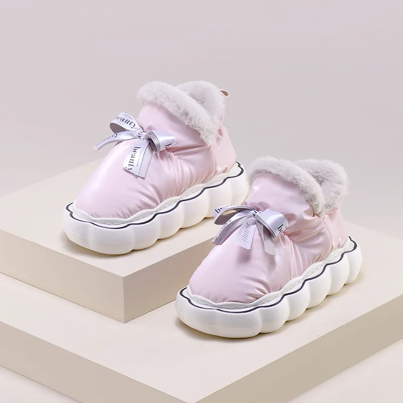 2023 Waterproof Indoor Slippers Women Men Winter Shoes Warm Plush Thick Sole Couples Home Floor Boots Ladies Platform Slipper