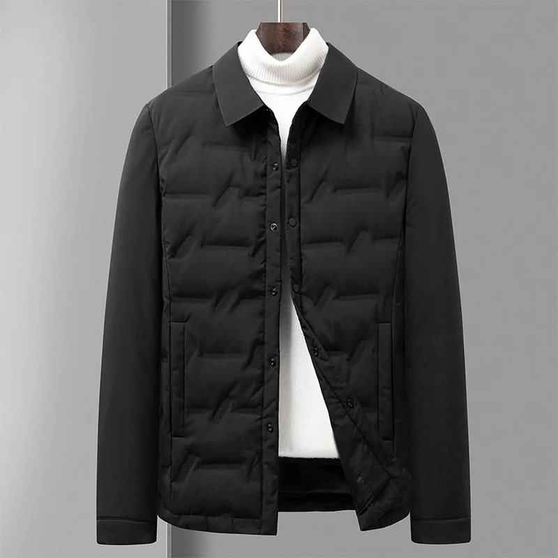 Winter Autumn Men Thermal Lightweight Puffer Parkas Black Navy Blue Grey Puff Padded Basic Coats Male Warm Outerwear