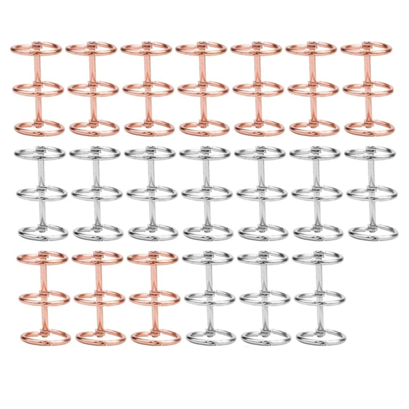 

20Pcs 3 Ring Book Rings Leaf Binders Office Book Rings Snap Split Hinged 20 Mm Inner Diameter Book Ring Silver+Rose Gold