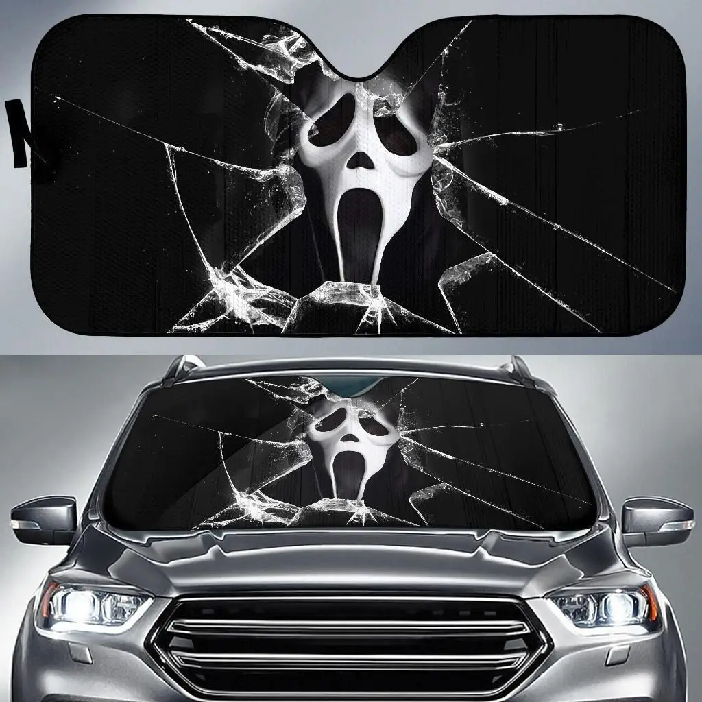 

Scary Grimace Movie Print Car Front Windshield Sun Shades Fold Universal Fit UV Ray Reflector for Car Van SUV Truck Accessories