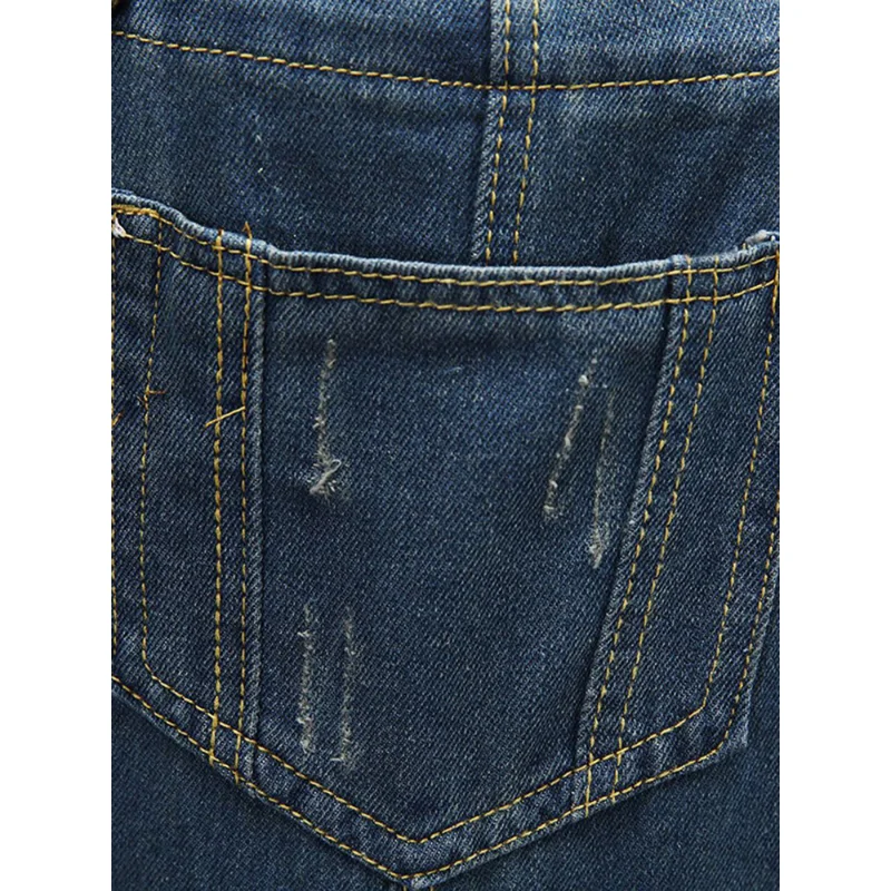 Women fashion denim trousers new loose jeans European and American ripped denim overalls