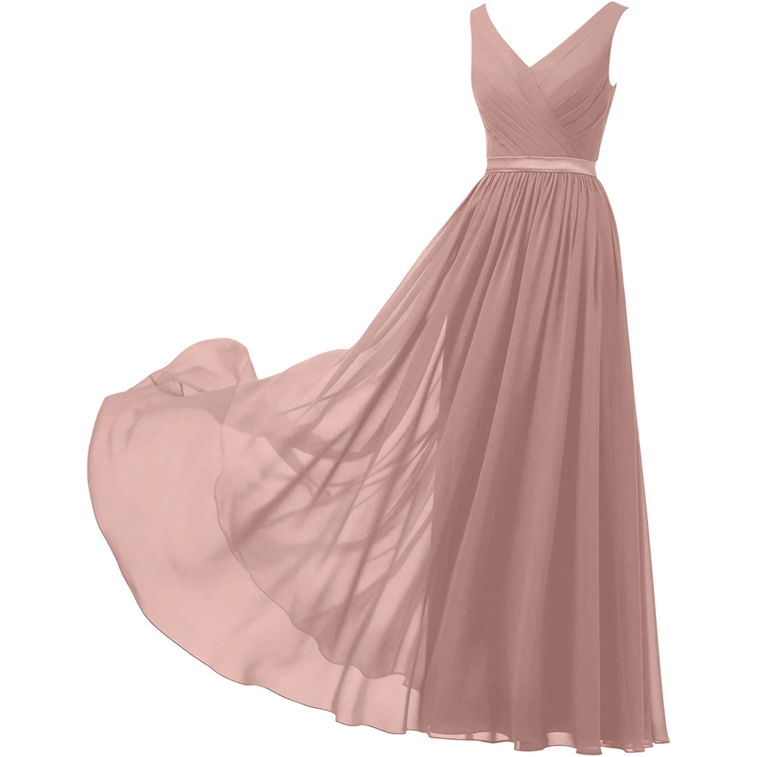 

Женское шифоновое платье с V-образным вырезом и разрезом