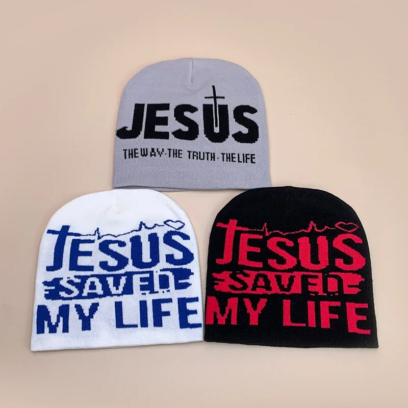 Уличные шерстяные вязаные шапки Y2K с надписью Cross осенне-зимние теплые удобные