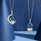 Новинка 2022, Лидер продаж, модное романтическое ожерелье для пар в виде звезды, луны, простое ожерелье в морском стиле для пар, цепочка до ключиц в виде астронавта, астронавта