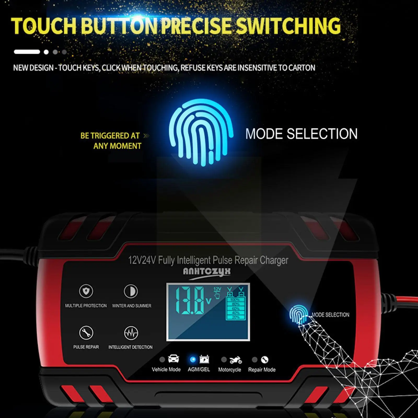 

Car Battery Charger 12/24V 8A Screen Pulse Repair Digital LCD Display Smart Fast Charger for Car Motorcycle A8Z2