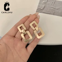 korean simple frostted gold color metal square geometric drop earrings for women girl fashion vintage party jewelry gift