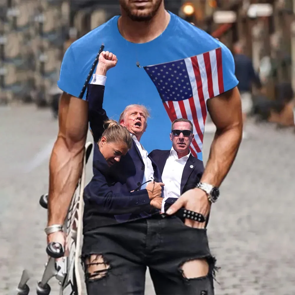 Американский флаг Дональда Трампа принимает его кулак уходит съемок Найвердер