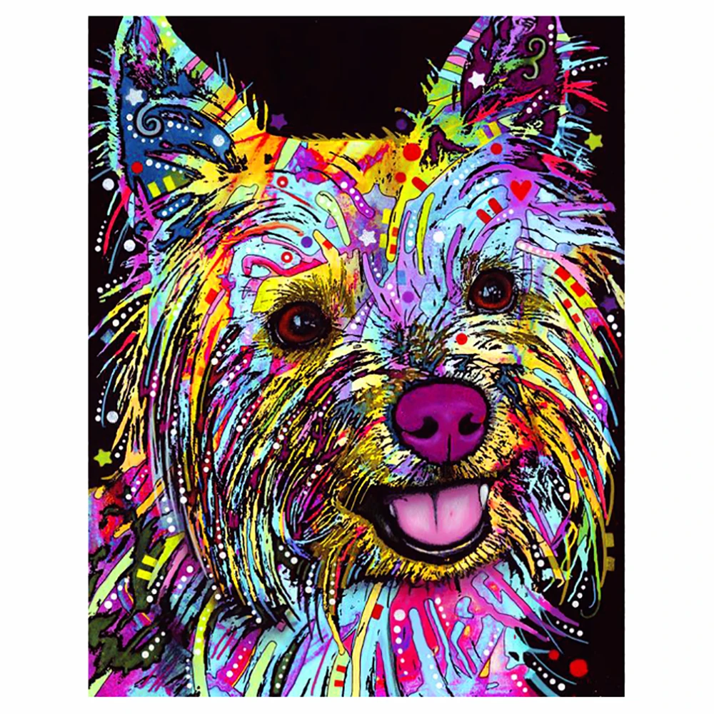 

5d DIY Diamond Painting Colored Dog Mosaic Handmade Self adhesive Full Square/Round Diamond Embroidery Home Decoration