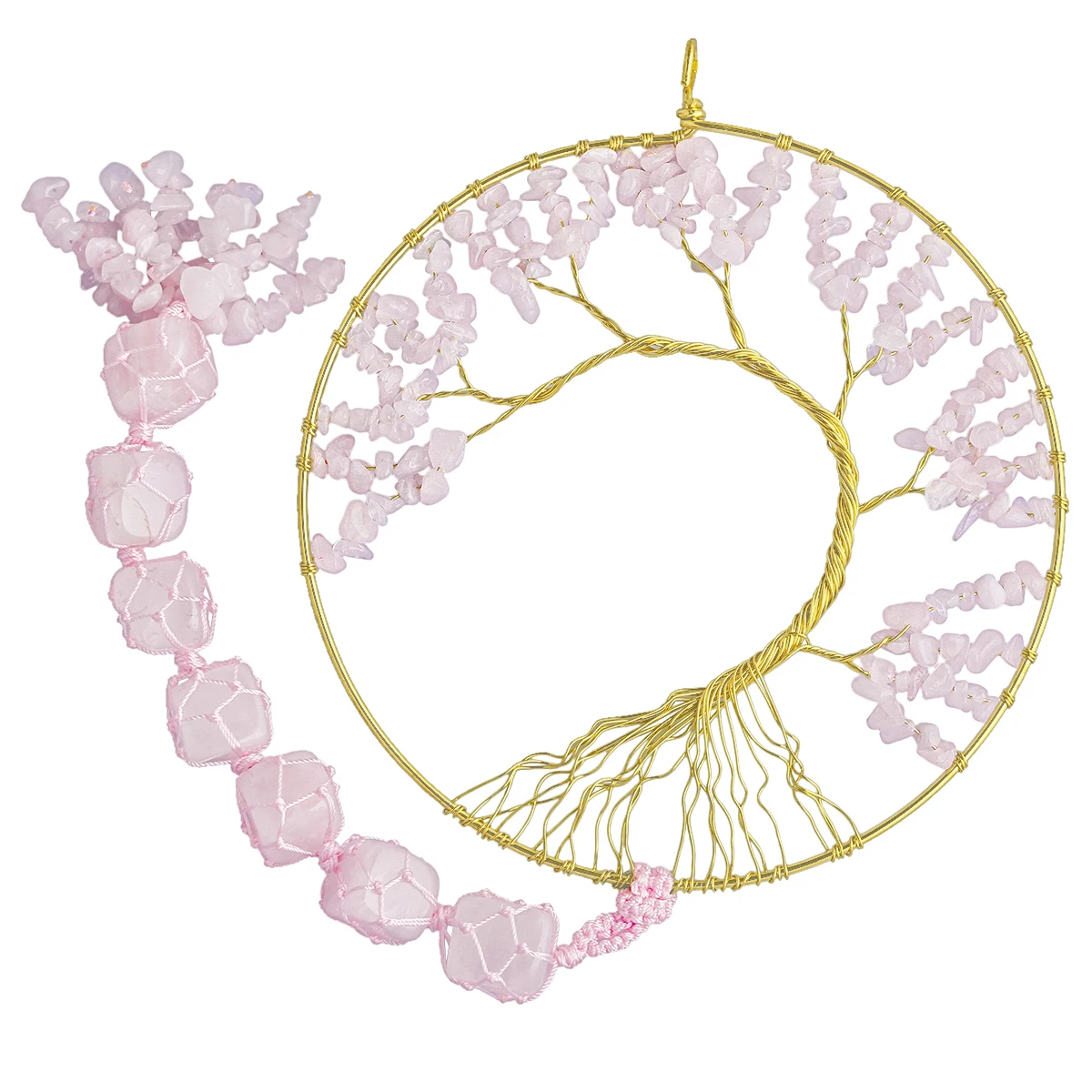 Natural Amethyst Tree Of Life Wind Chimes Reiki 7 Chakra Crystal Stone Irregular Mineral Wall Window Hanging Ornament Room Decor