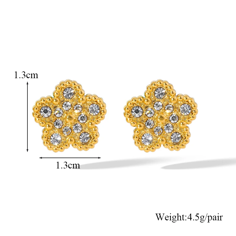 EILIECK нержавеющая сталь 316L лепесток клевера белый циркон серьги-гвоздики для